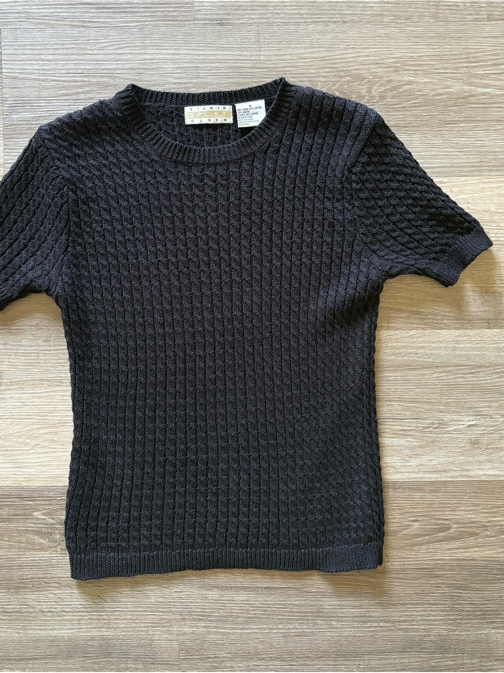 Sigrid Olsen Sport LINEN BLEND Textured Knit Top Charcoal Gray Size M